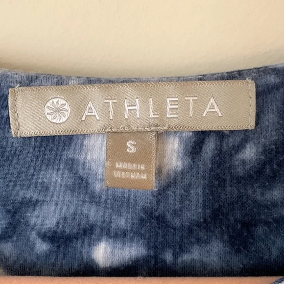 Athleta Santorini Rip Tide Sleeveless Fit & Flare Mini Dress Blue White Tie Dye - Picture 4 of 8